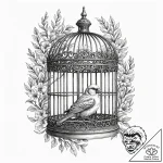 Tattoo design a small, ornate birdcage with i… – tattoo sketch (№1753057998_0, 21.07.2025 00:33) — tattoovalue.net