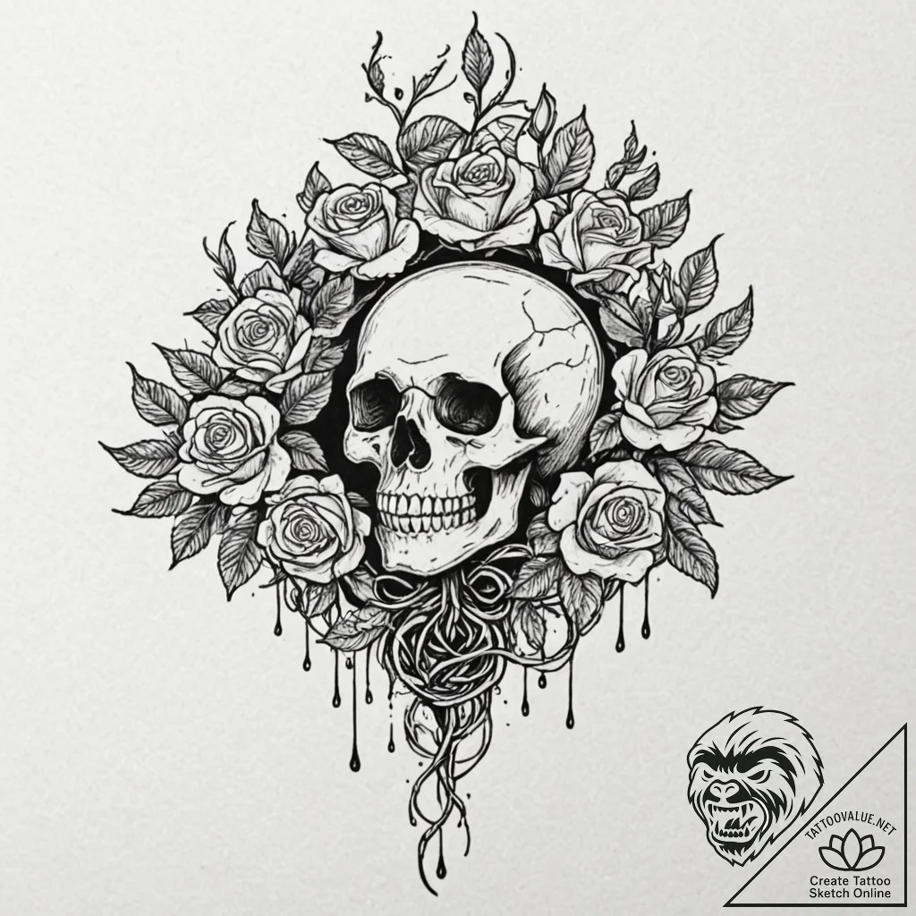 Tattoo sketch a tree of life, stylized with g... - tattoo sketch (№1753058162_0, 21.07.2025 00:36) — tattoovalue.net