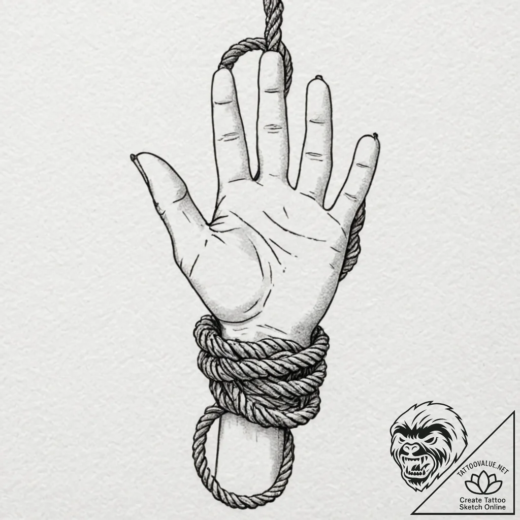 Tattoo design a hand firmly gripping a rope,... - tattoo sketch (№1753058409_0, 21.07.2025 00:40) — tattoovalue.net