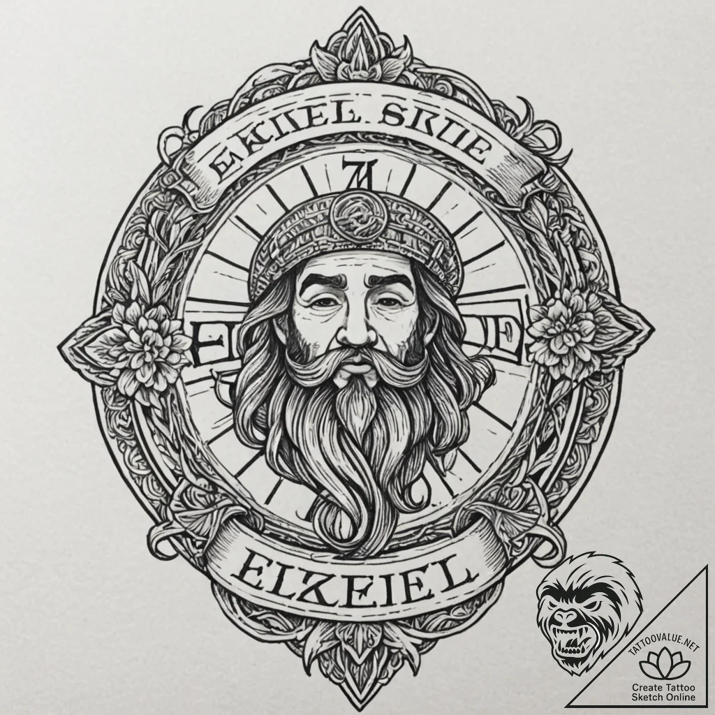 A chicano lettering tattoo of "ezekiel 25:17"... - tattoo sketch (№1753059152_0, 21.07.2025 00:52) — tattoovalue.net