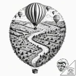 A view from a hot air balloon, looking down o… – tattoo sketch (№1753059399_0, 21.07.2025 00:56) — tattoovalue.net