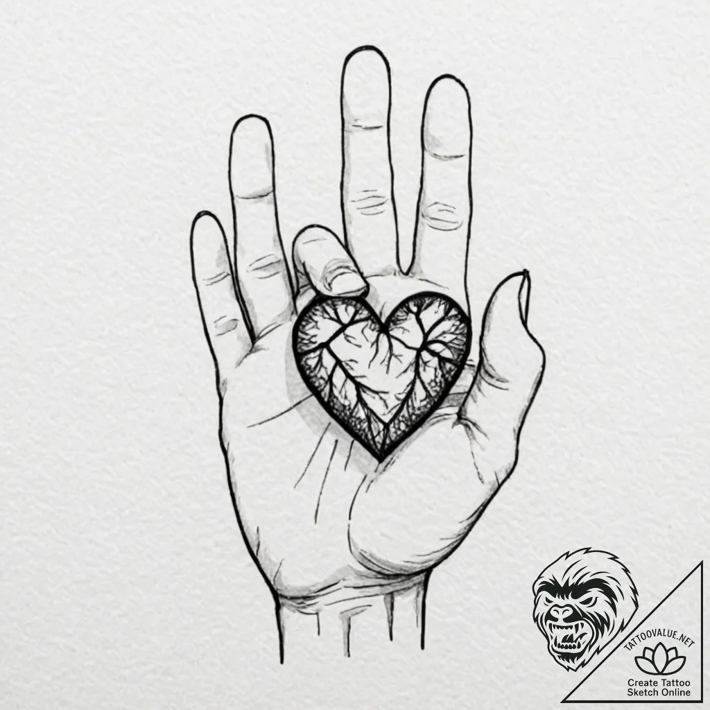 Tattoo design a tiny heart on the inside of a... - tattoo sketch (№1753059812_0, 21.07.2025 01:03) — tattoovalue.net