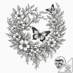Tattoo design: a composition of blooming appl… – tattoo sketch (№1753059894_0, 21.07.2025 01:04) — tattoovalue.net