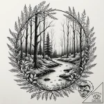 Tattoo design a lush fantasy forest with glow… – tattoo sketch (№1753060886_0, 21.07.2025 01:21) — tattoovalue.net