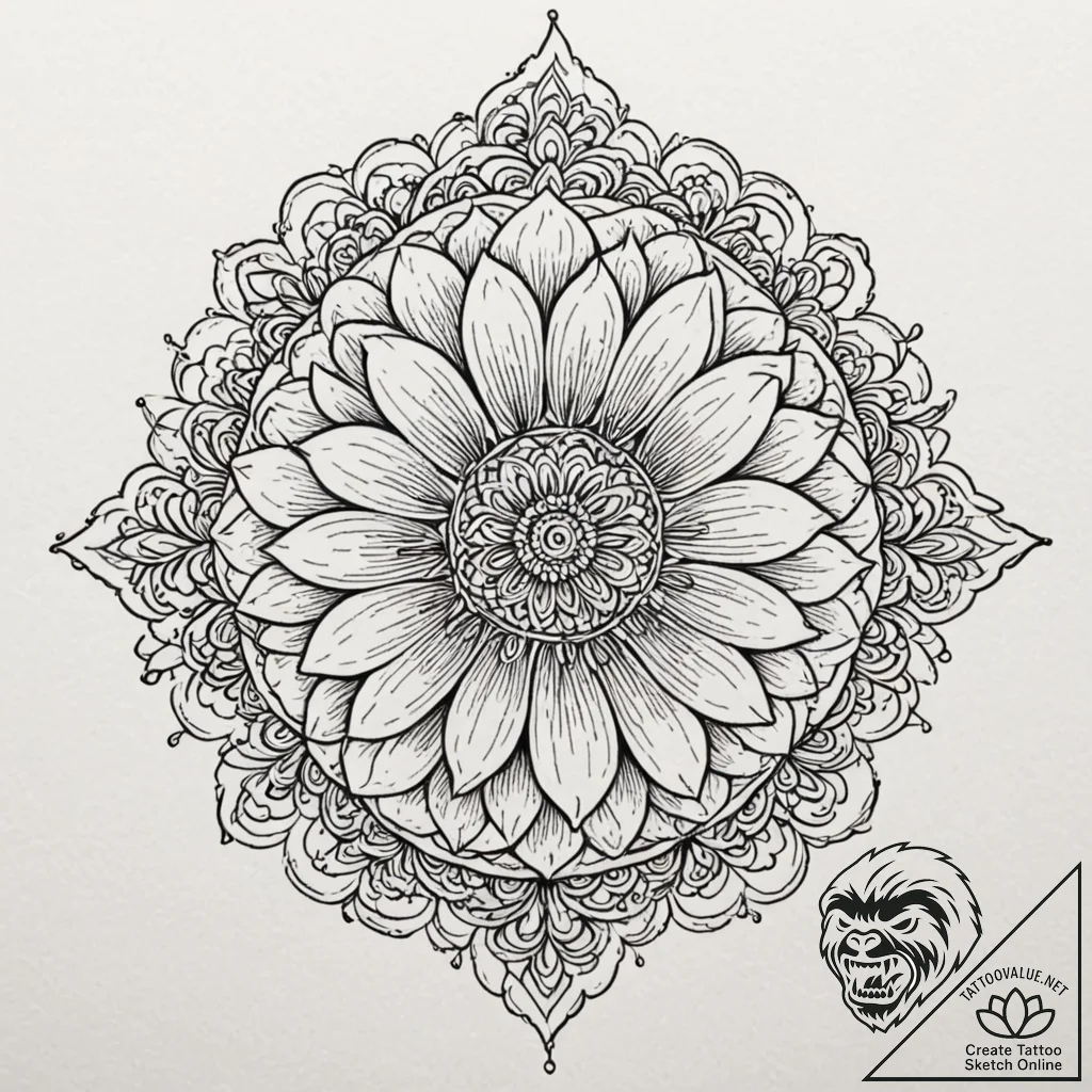 Tattoo design a flower whose petals are minia... - tattoo sketch (№1753061297_0, 21.07.2025 01:28) — tattoovalue.net