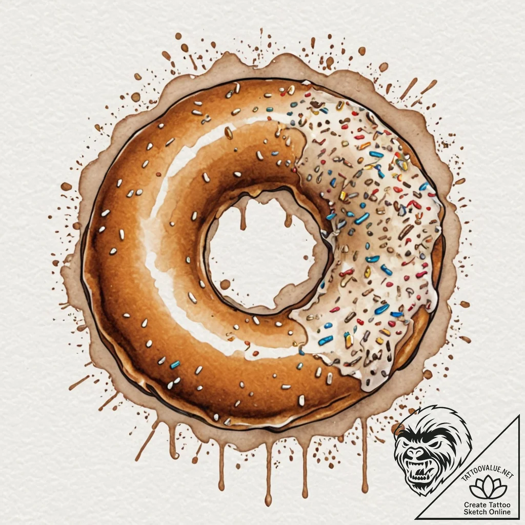 Tattoo sketch two halves of a stylized donut.... - tattoo sketch (№1753061871_0, 21.07.2025 01:37) — tattoovalue.net