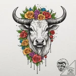 Tattoo design a taurus bull with venus’s glyp… – tattoo sketch (№1753062038_0, 21.07.2025 01:40) — tattoovalue.net