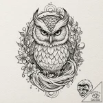 Neo-traditional tattoo design of the owl from… – tattoo sketch (№1753062202_0, 21.07.2025 01:43) — tattoovalue.net