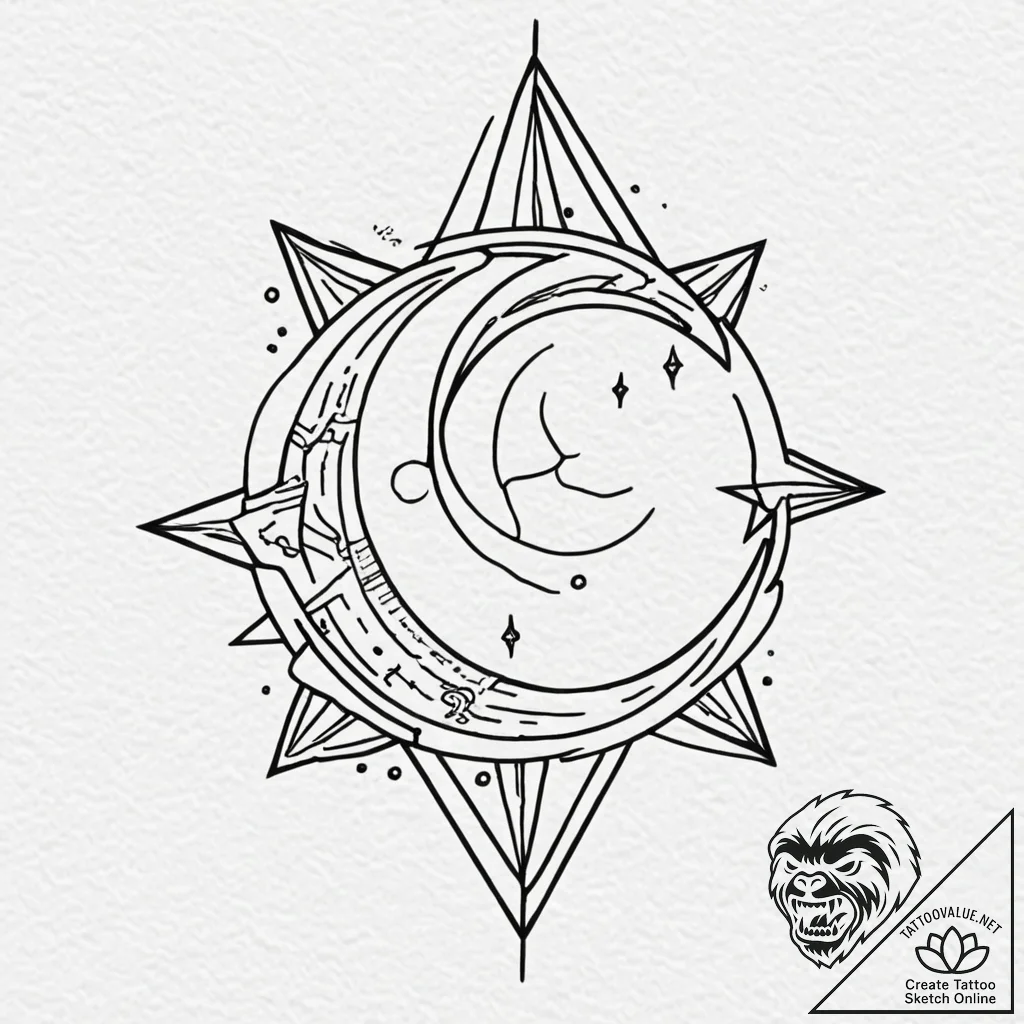 Tattoo design a small, simple star or moon.,... - tattoo sketch (№1753062616_0, 21.07.2025 01:50) — tattoovalue.net