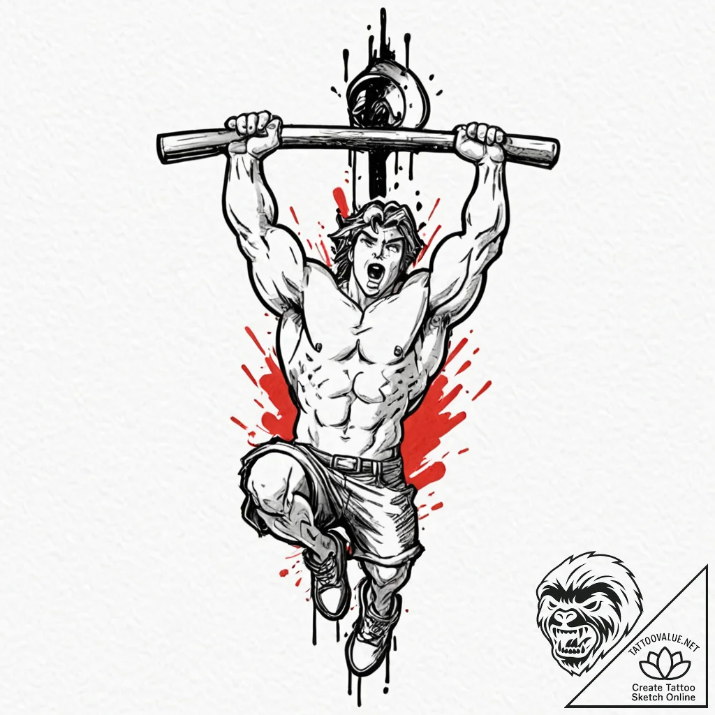 Tattoo design a weight being lifted, showing... - tattoo sketch (№1753062697_0, 21.07.2025 01:51) — tattoovalue.net