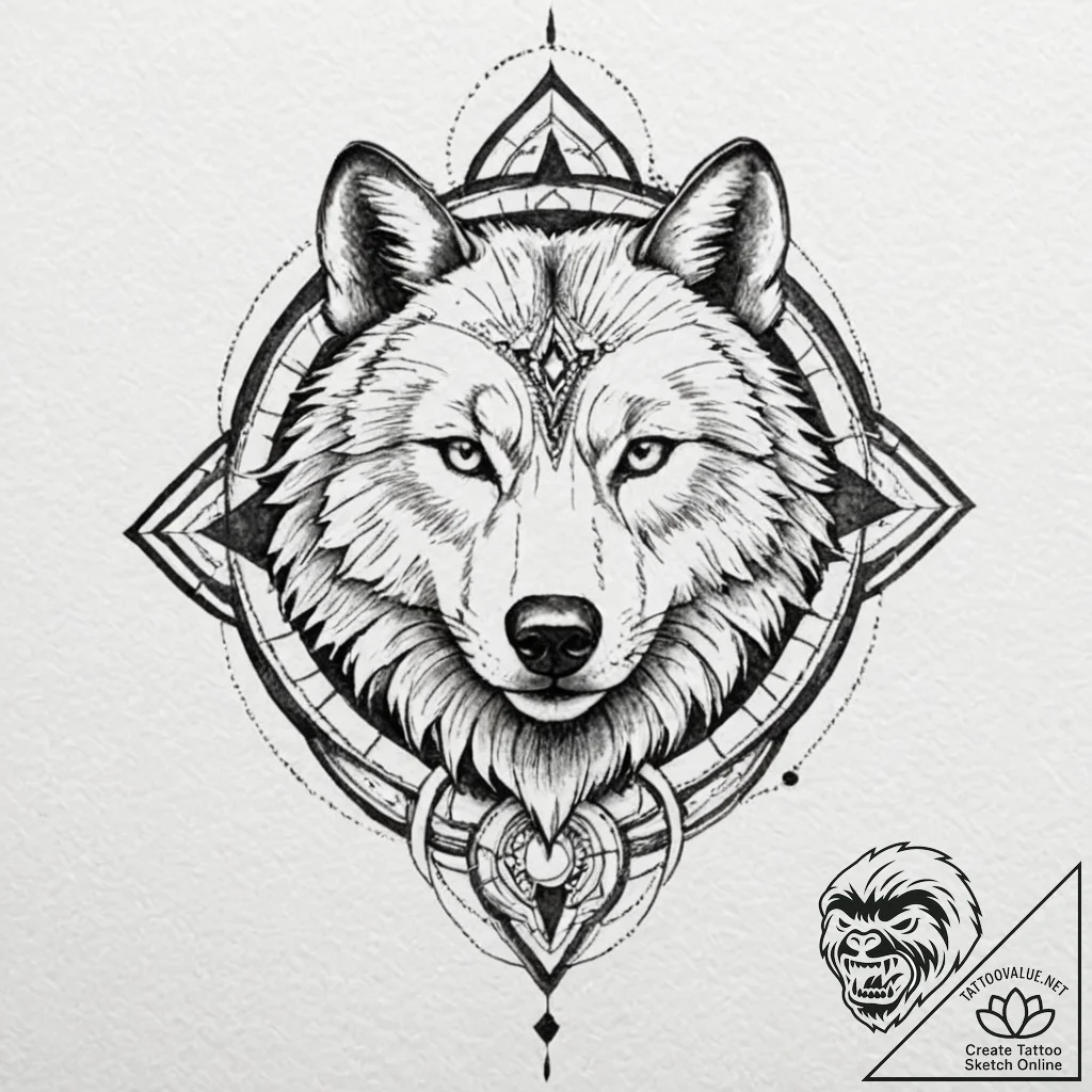 Tattoo sketch: a fierce animal (e.g., wolf or... - tattoo sketch (№1753062863_0, 21.07.2025 01:54) — tattoovalue.net