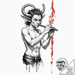 A neo-traditional tattoo of a satyr playing t… – tattoo sketch (№1753062945_0, 21.07.2025 01:55) — tattoovalue.net