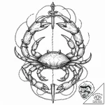 Tattoo design a detailed cancer crab, with sa… – tattoo sketch (№1753063028_0, 21.07.2025 01:57) — tattoovalue.net