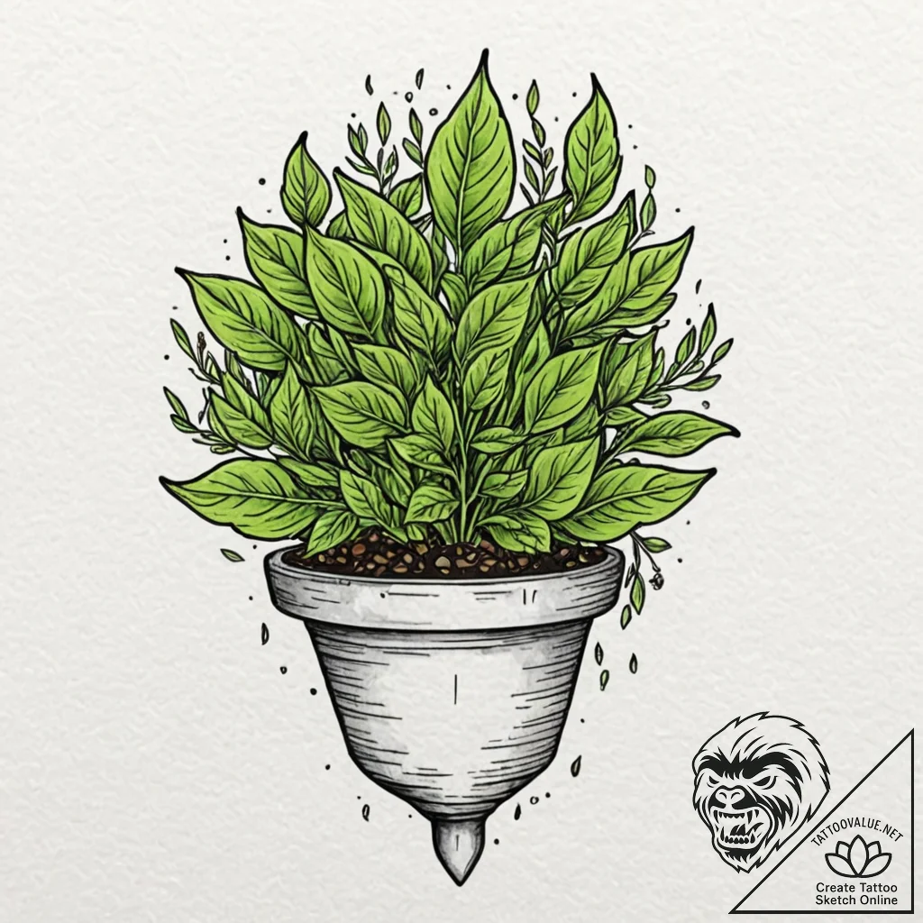 Tattoo design a seed sprouting into a vibrant... - tattoo sketch (№1753063110_0, 21.07.2025 01:58) — tattoovalue.net