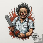 A sketch of leatherface from the texas chains… – tattoo sketch (№1753063442_0, 21.07.2025 02:04) — tattoovalue.net
