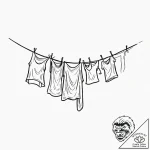 A person hanging laundry on a clothesline on… – tattoo sketch (№1753063771_0, 21.07.2025 02:09) — tattoovalue.net