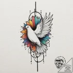 Dove, concept art for tattoo, on a clean whit… – tattoo sketch (№1753064348_0, 21.07.2025 02:19) — tattoovalue.net