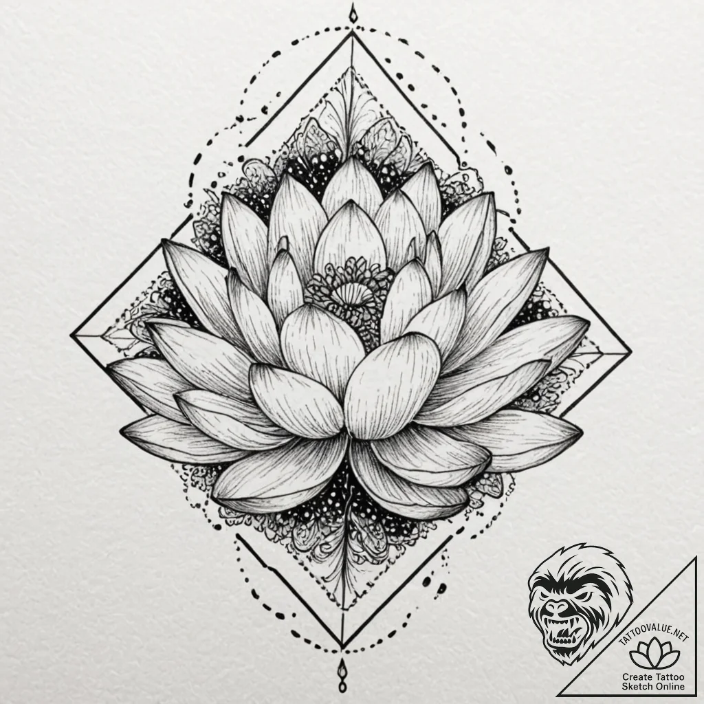 Tattoo sketch a lotus flower pushing through... - tattoo sketch (№1753064428_0, 21.07.2025 02:20) — tattoovalue.net