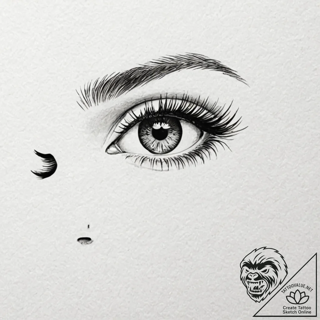 Tattoo design a confident woman's eye, with l... - tattoo sketch (№1753064593_0, 21.07.2025 02:23) — tattoovalue.net