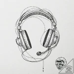 Tattoo sketch a gaming headset with sound wav… – tattoo sketch (№1753064675_0, 21.07.2025 02:24) — tattoovalue.net
