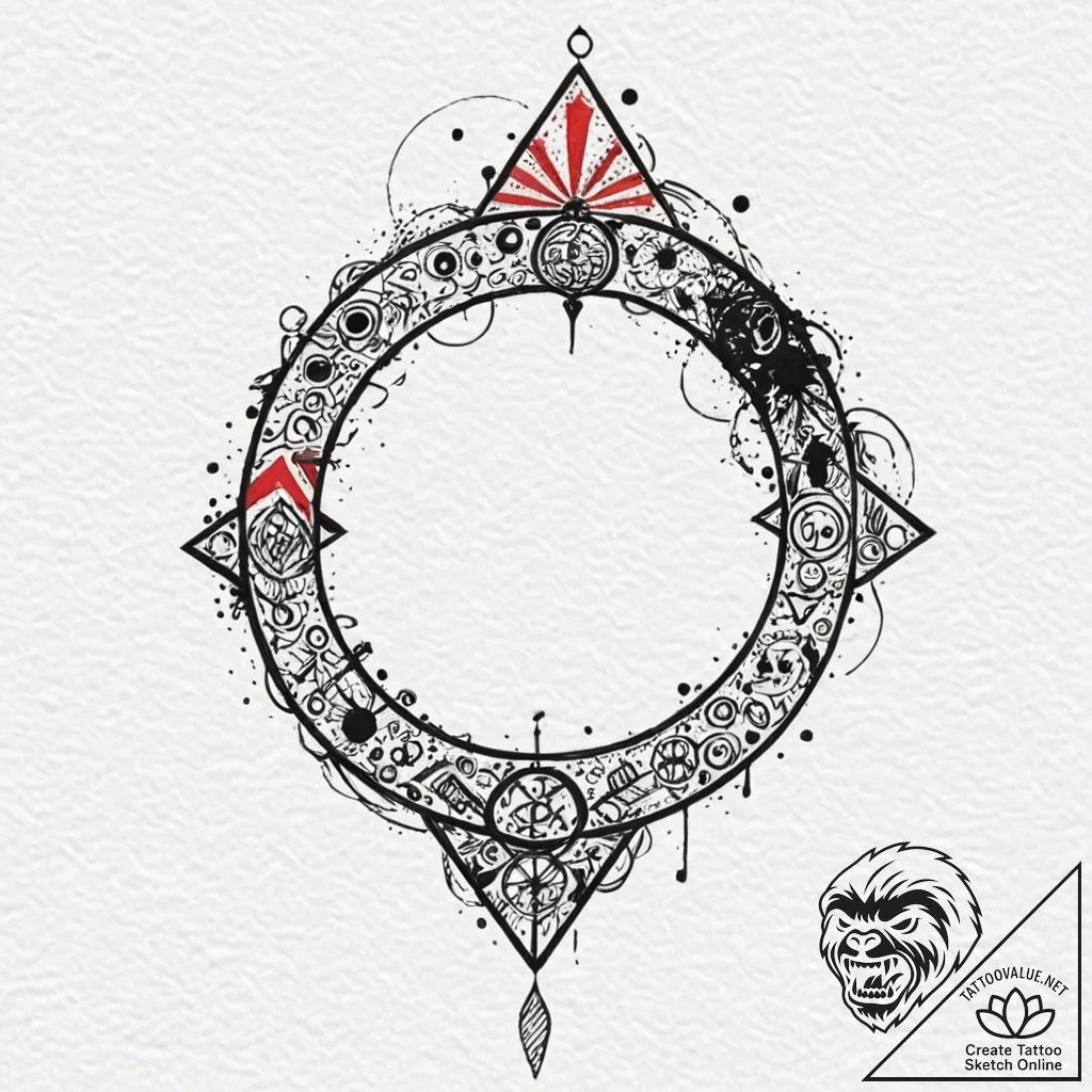Amulet symbol, ink illustration for tattoo, v... - tattoo sketch (№1753064757_0, 21.07.2025 02:25) — tattoovalue.net