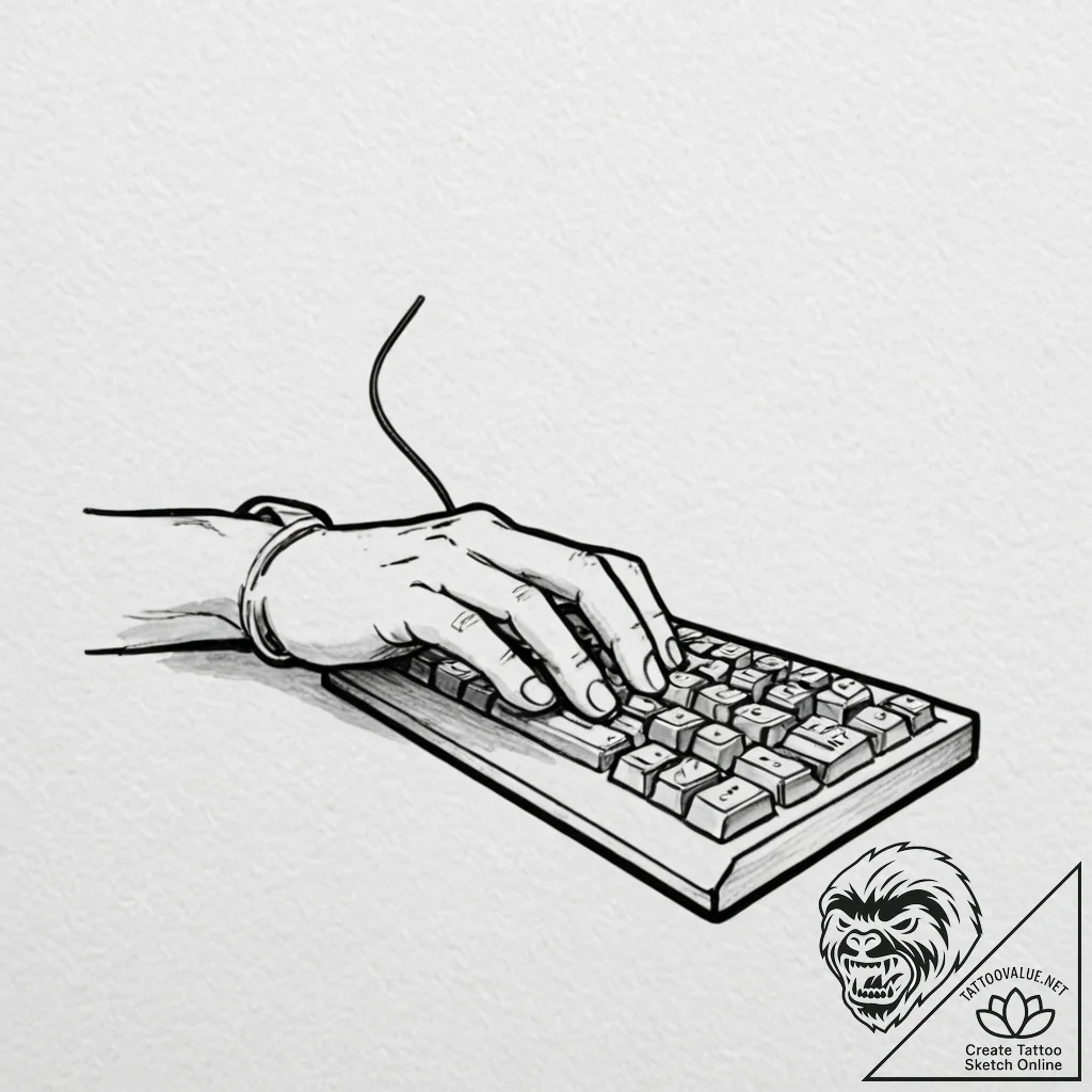 Tattoo sketch a gamer's hands on a keyboard a... - tattoo sketch (№1753065414_0, 21.07.2025 02:36) — tattoovalue.net