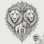 Tattoo sketch a powerful image of a lion and… – tattoo sketch (№1753065661_0, 21.07.2025 02:41) — tattoovalue.net