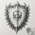 Tattoo design a shield with a stylized symbol… – tattoo sketch (№1753065824_0, 21.07.2025 02:43) — tattoovalue.net