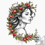 A neo-traditional tattoo of alkonost, the bir… – tattoo sketch (№1753066817_0, 21.07.2025 03:00) — tattoovalue.net