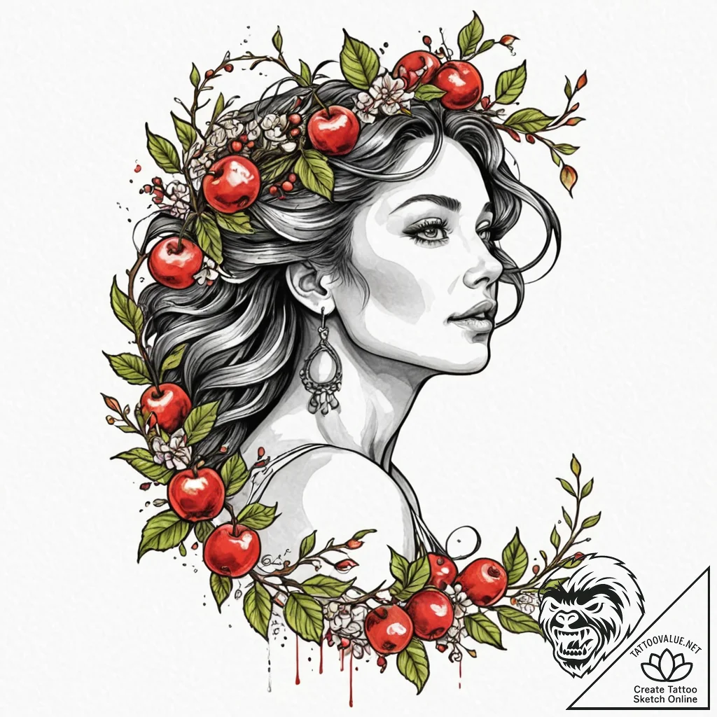 A neo-traditional tattoo of alkonost, the bir... - tattoo sketch (№1753066817_0, 21.07.2025 03:00) — tattoovalue.net