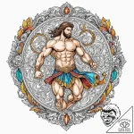 Tattoo design a powerful mythological hero (e… – tattoo sketch (№1753066899_0, 21.07.2025 03:01) — tattoovalue.net