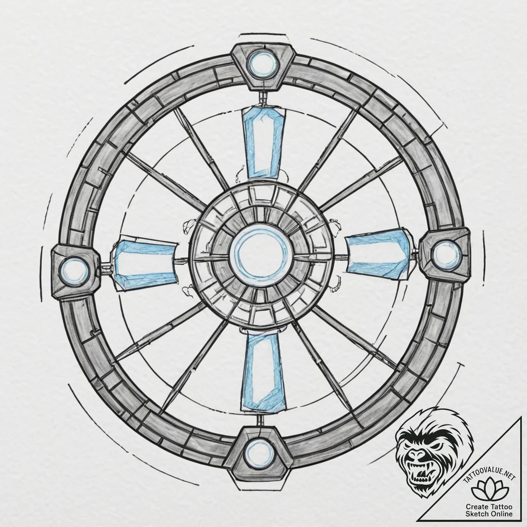 A neo-traditional tattoo of iron man's arc re... - tattoo sketch (№1753066981_0, 21.07.2025 03:03) — tattoovalue.net
