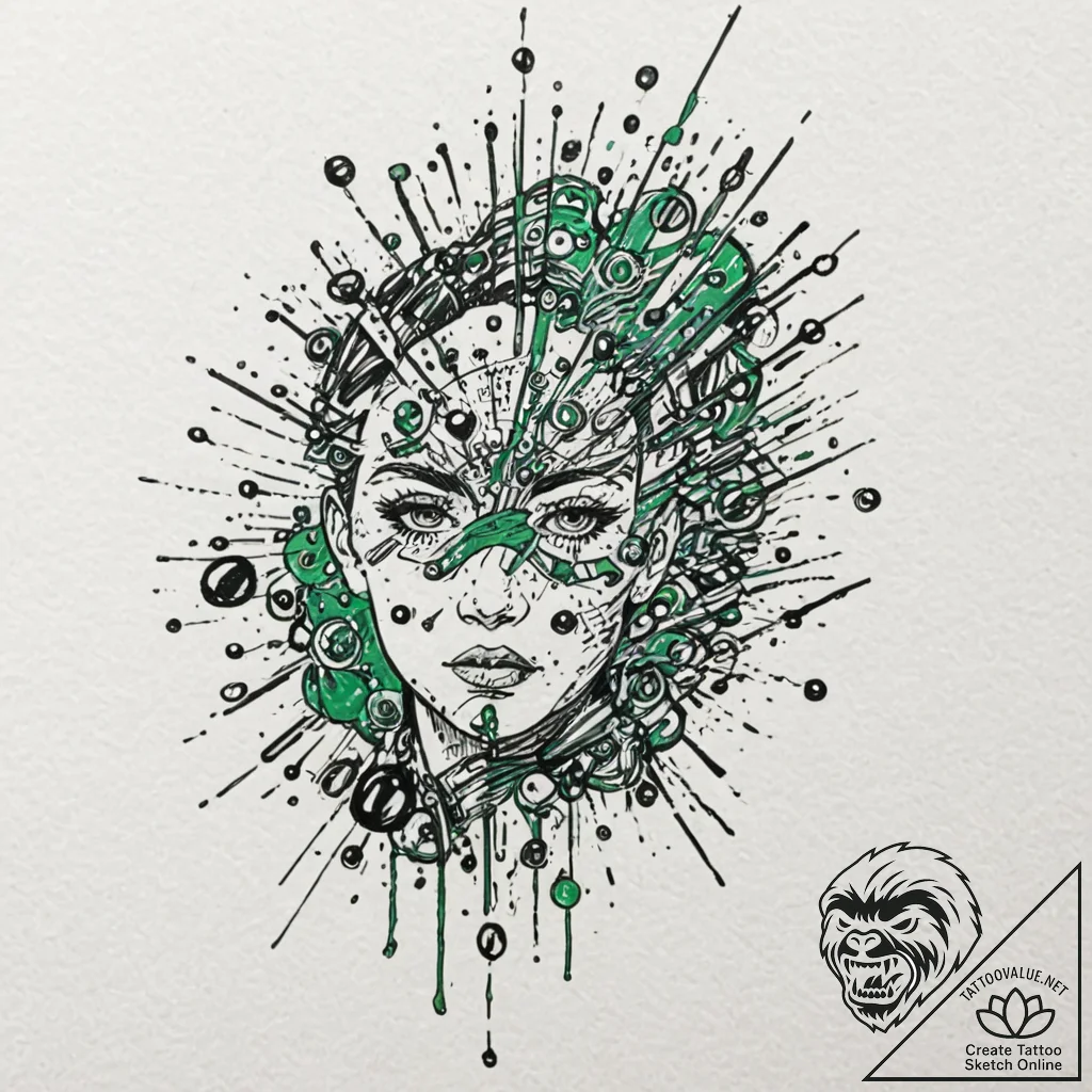 Trash polka sketch of neo stopping bullets, w... - tattoo sketch (№1753067064_0, 21.07.2025 03:04) — tattoovalue.net