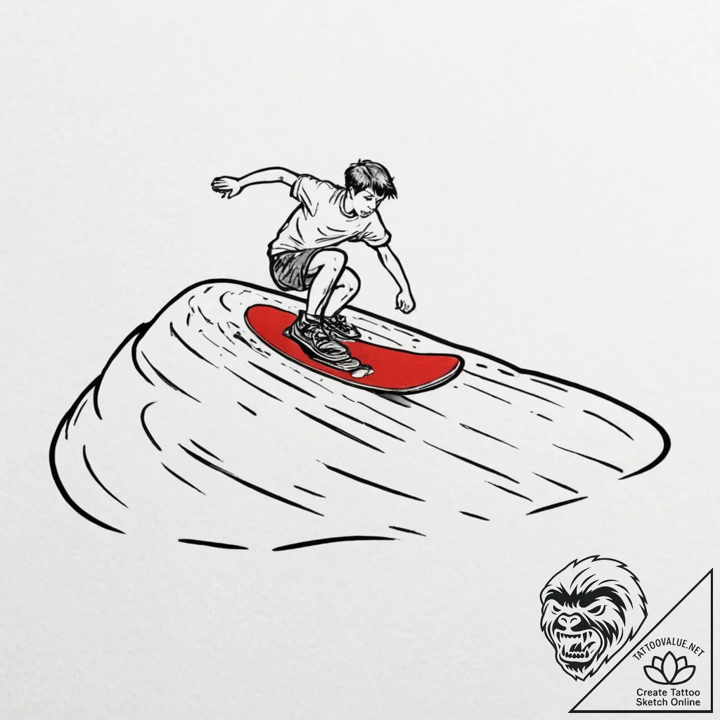 A person sandboarding down a large dune., tat... - tattoo sketch (№1753067658_0, 21.07.2025 03:14) — tattoovalue.net