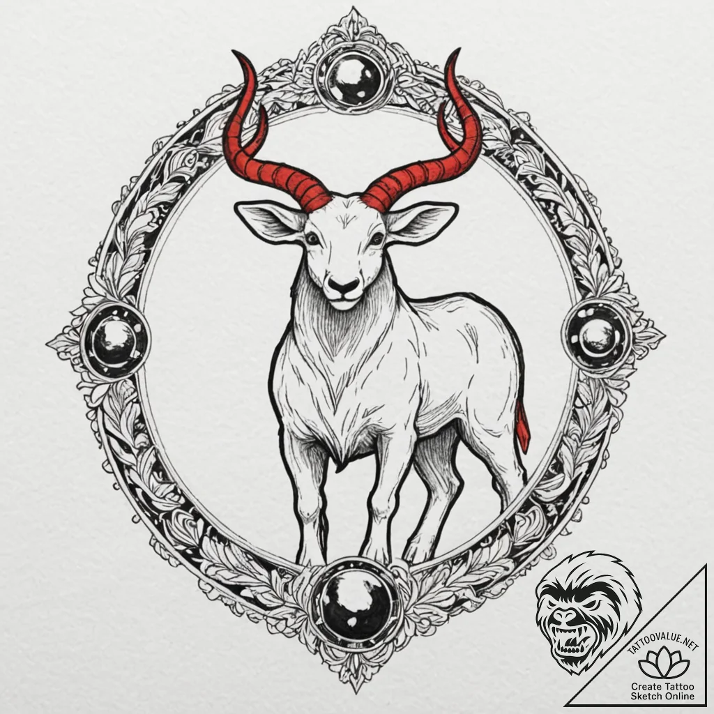 Tattoo sketch a neo-traditional zodiac animal... - tattoo sketch (№1753067823_0, 21.07.2025 03:17) — tattoovalue.net