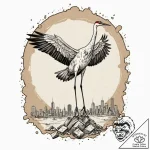 Crane, ink illustration for tattoo, on a clea… – tattoo sketch (№1753068068_0, 21.07.2025 03:21) — tattoovalue.net