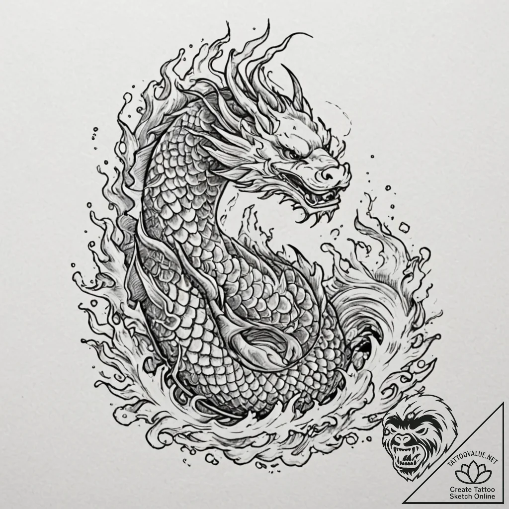 Tattoo sketch a powerful, abstract flame., ar... - tattoo sketch (№1753068483_0, 21.07.2025 03:28) — tattoovalue.net