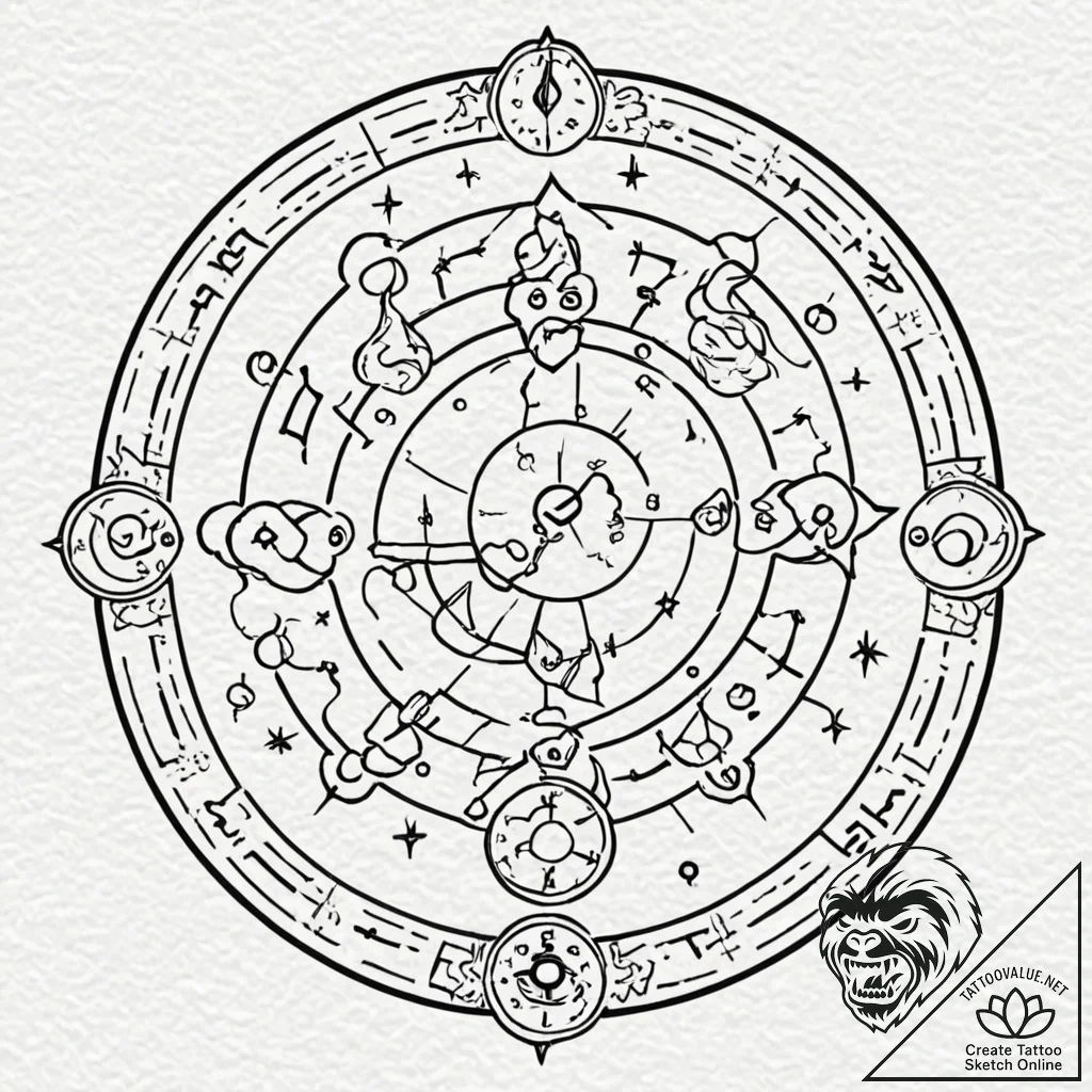 Tattoo design a zodiac symbol with a tiny, co... - tattoo sketch (№1753068648_0, 21.07.2025 03:30) — tattoovalue.net