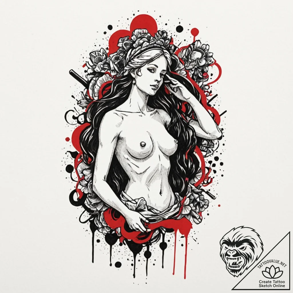 Statue, tattoo flash sheet design, trash polk... - tattoo sketch (№1753069471_0, 21.07.2025 03:44) — tattoovalue.net
