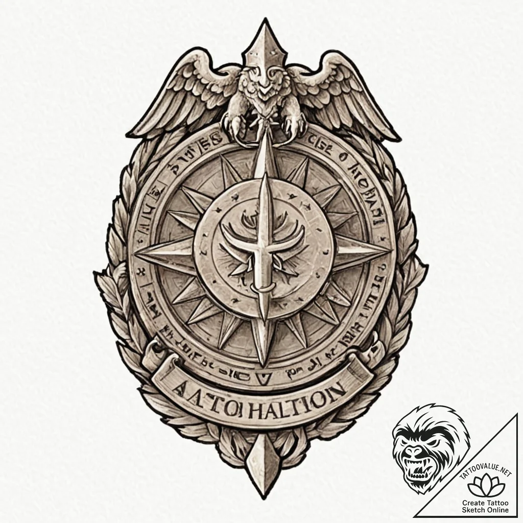 Tattoo design a generic military badge or ins... - tattoo sketch (№1753069637_0, 21.07.2025 03:47) — tattoovalue.net