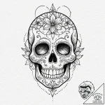 Sugar skull, ink illustration for tattoo, lin… – tattoo sketch (№1753069884_0, 21.07.2025 03:51) — tattoovalue.net