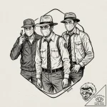 A graphic novel panel of the bank robbery sce… – tattoo sketch (№1753070463_0, 21.07.2025 04:01) — tattoovalue.net
