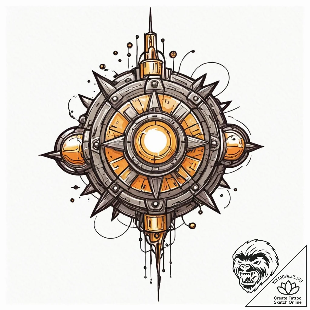 Tattoo sketch a futuristic weapon with a glow... - tattoo sketch (№1753070545_0, 21.07.2025 04:02) — tattoovalue.net