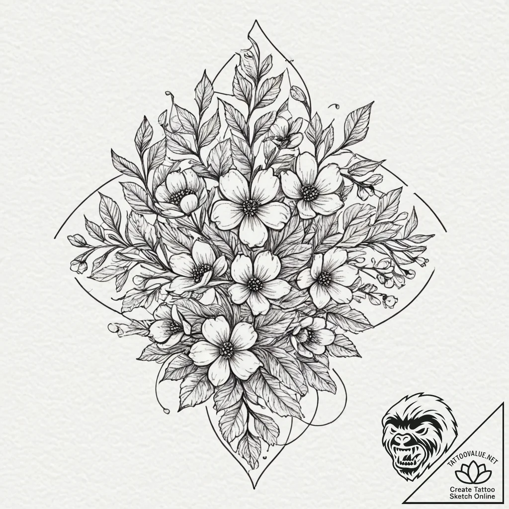 Tattoo design a secret garden with glowing fl... - tattoo sketch (№1753070709_0, 21.07.2025 04:05) — tattoovalue.net
