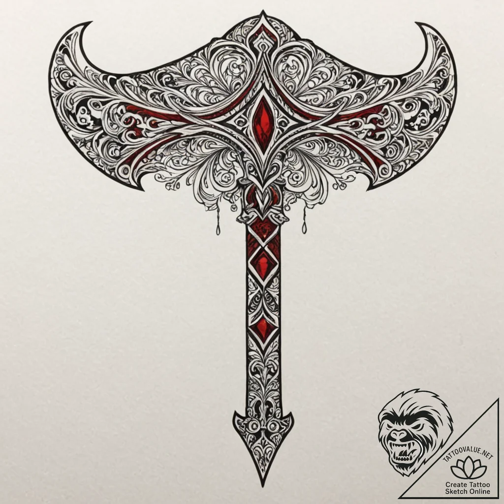 Tomahawk, tattoo flash sheet design, ornament... - tattoo sketch (№1753071207_0, 21.07.2025 04:13) — tattoovalue.net