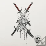 A linework tattoo of geralt’s two swords, ste… – tattoo sketch (№1753071618_0, 21.07.2025 04:20) — tattoovalue.net