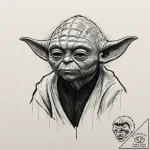 Sketch of master yoda, deep in thought, his f… – tattoo sketch (№1753071702_0, 21.07.2025 04:21) — tattoovalue.net