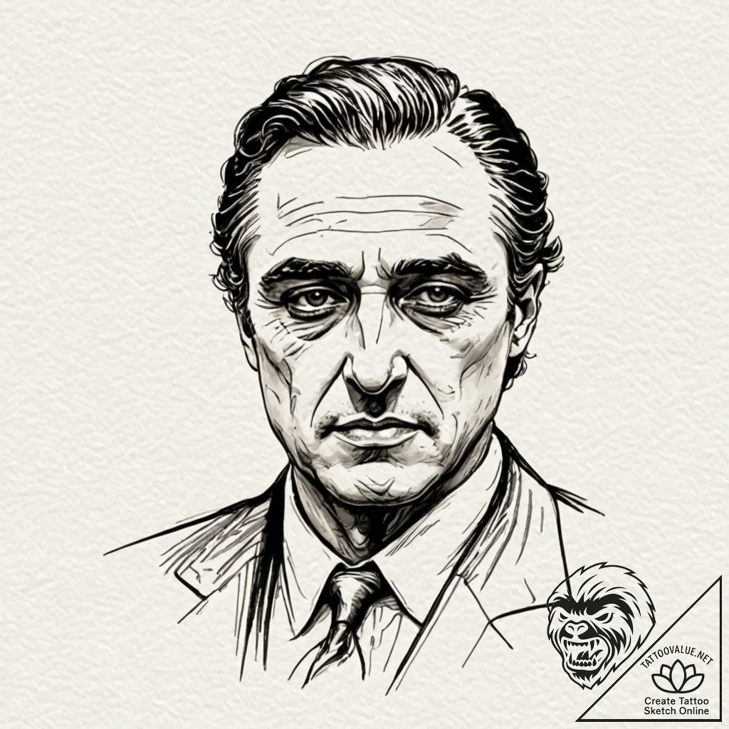 крёстный отец (the godfather), tattoo line ar... - tattoo sketch (№1753072033_0, 21.07.2025 04:27) — tattoovalue.net