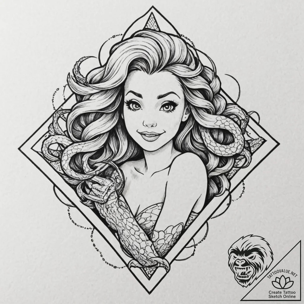 A neo-traditional tattoo of ursula from the l... - tattoo sketch (№1753072197_0, 21.07.2025 04:29) — tattoovalue.net