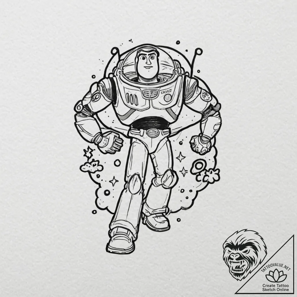 A sketch of buzz lightyear and woody from toy... - tattoo sketch (№1753072525_0, 21.07.2025 04:35) — tattoovalue.net